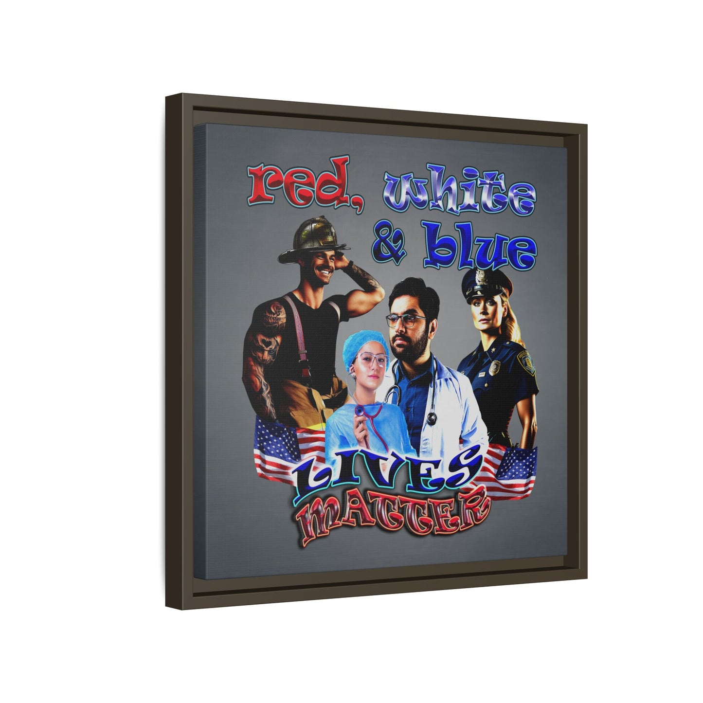 rw&b lives matter - framed canvas art (grey-light grey)