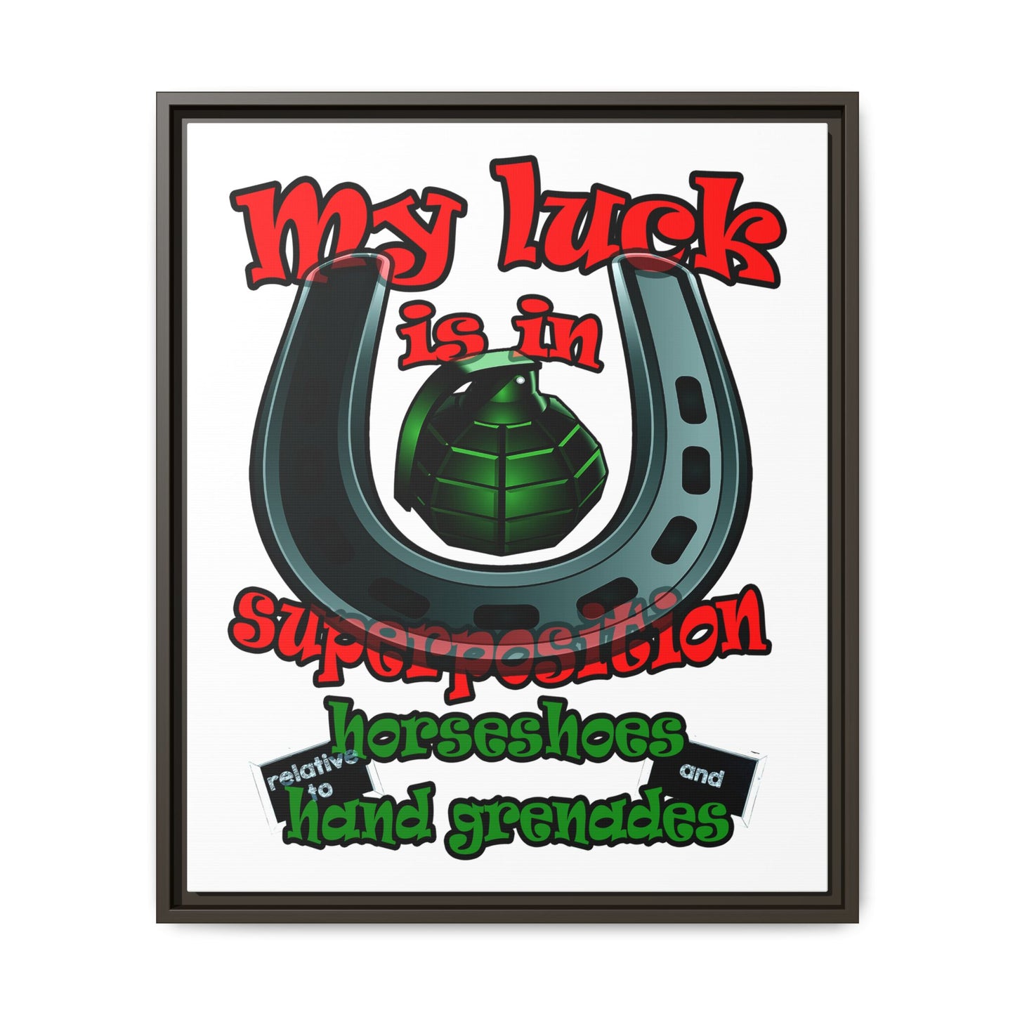 my luck - framed canvas art (white)
