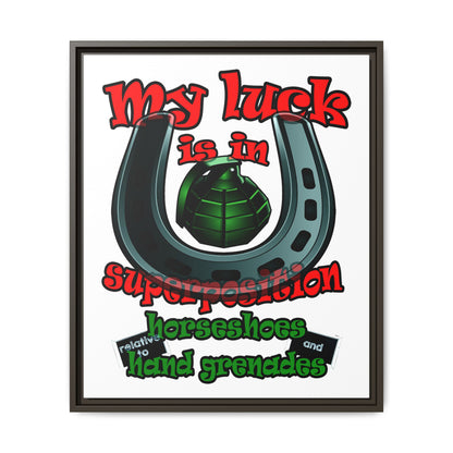 my luck - framed canvas art (white)