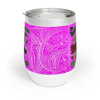 celtics logo - Chill Wine Tumbler (pink swirl)