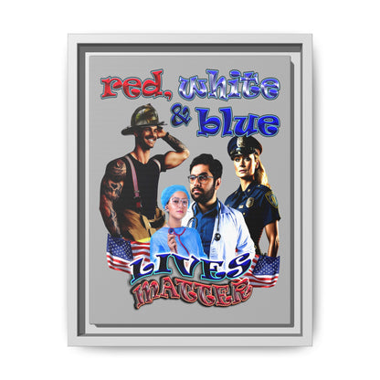 rw&b lives matter - framed canvas art (light grey)