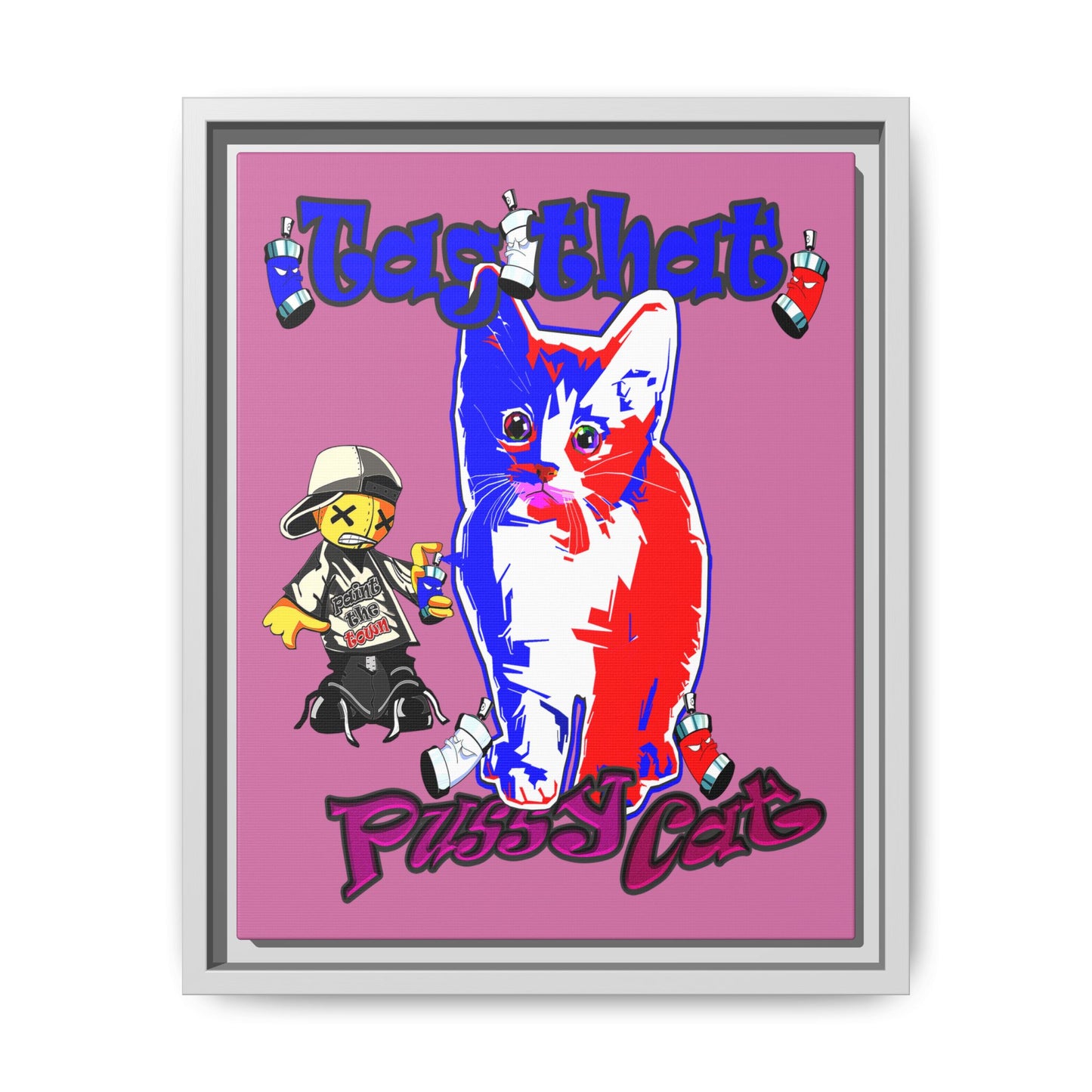 tag that - framed canvas art (light pink)