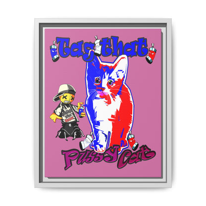 tag that - framed canvas art (light pink)