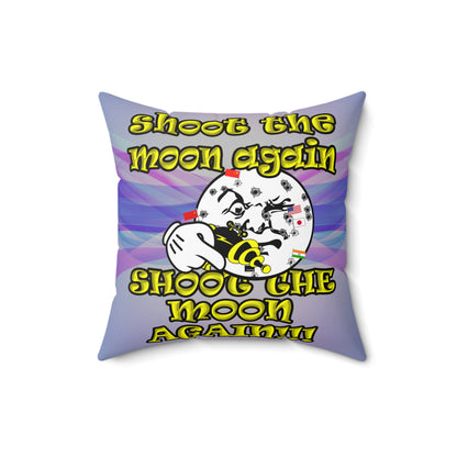 shoot the moon again - Spun Polyester Square Pillow - (light blue-pink wave)