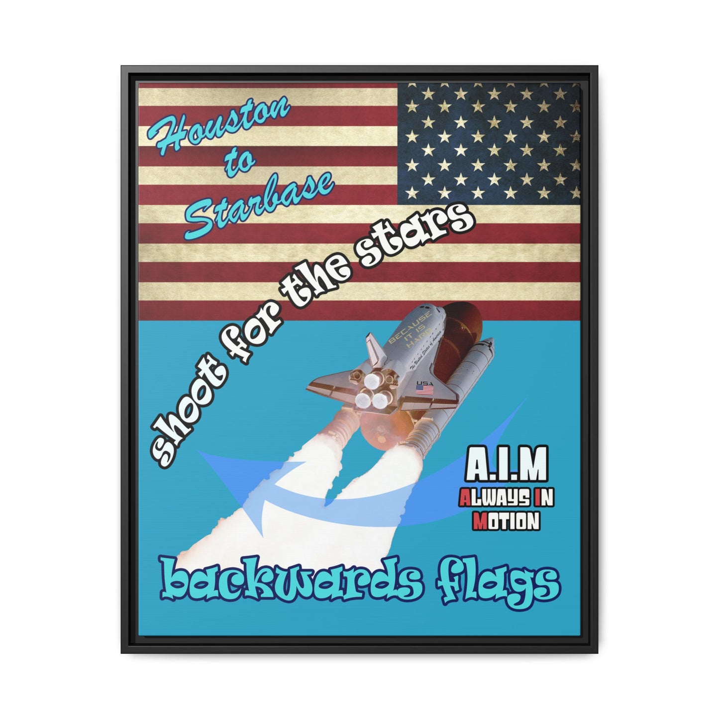 shoot for the stars - framed canvas art (turquoise)