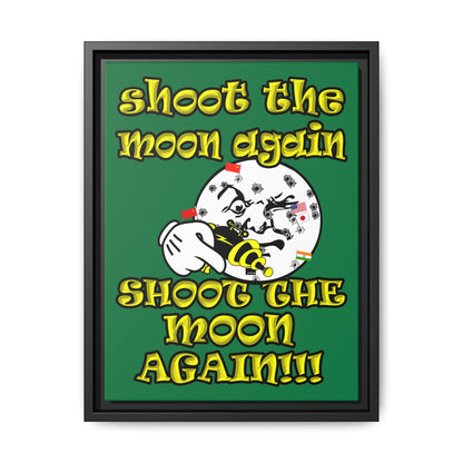 shoot the moon again - framed canvas art (dark green)