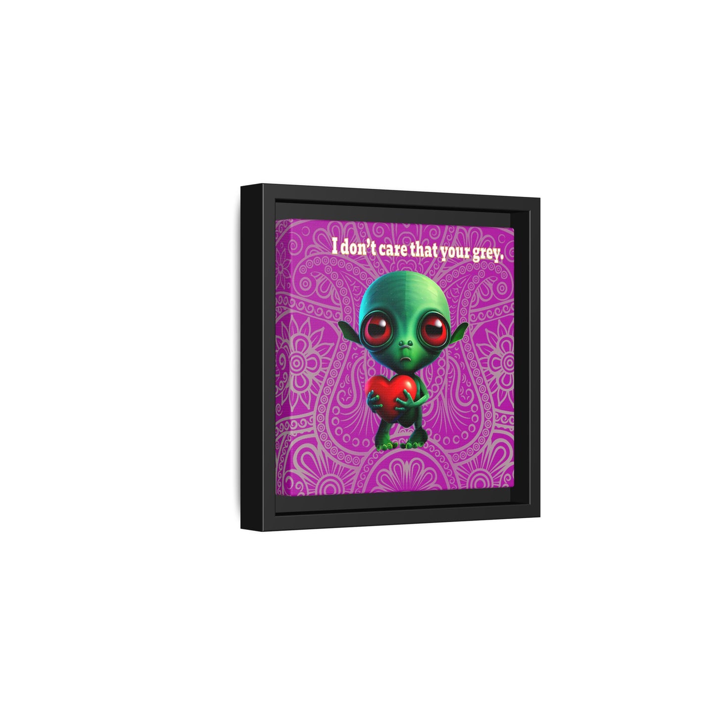 I don't care that your grey - framed canvas art (pink swirl)
