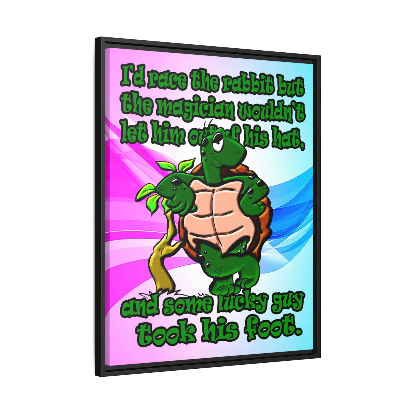 turtle race - framed canvas art (light blue-pink wave)