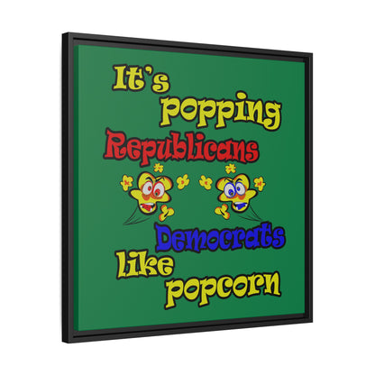 popping like popcorn - framed canvas art (dark green)