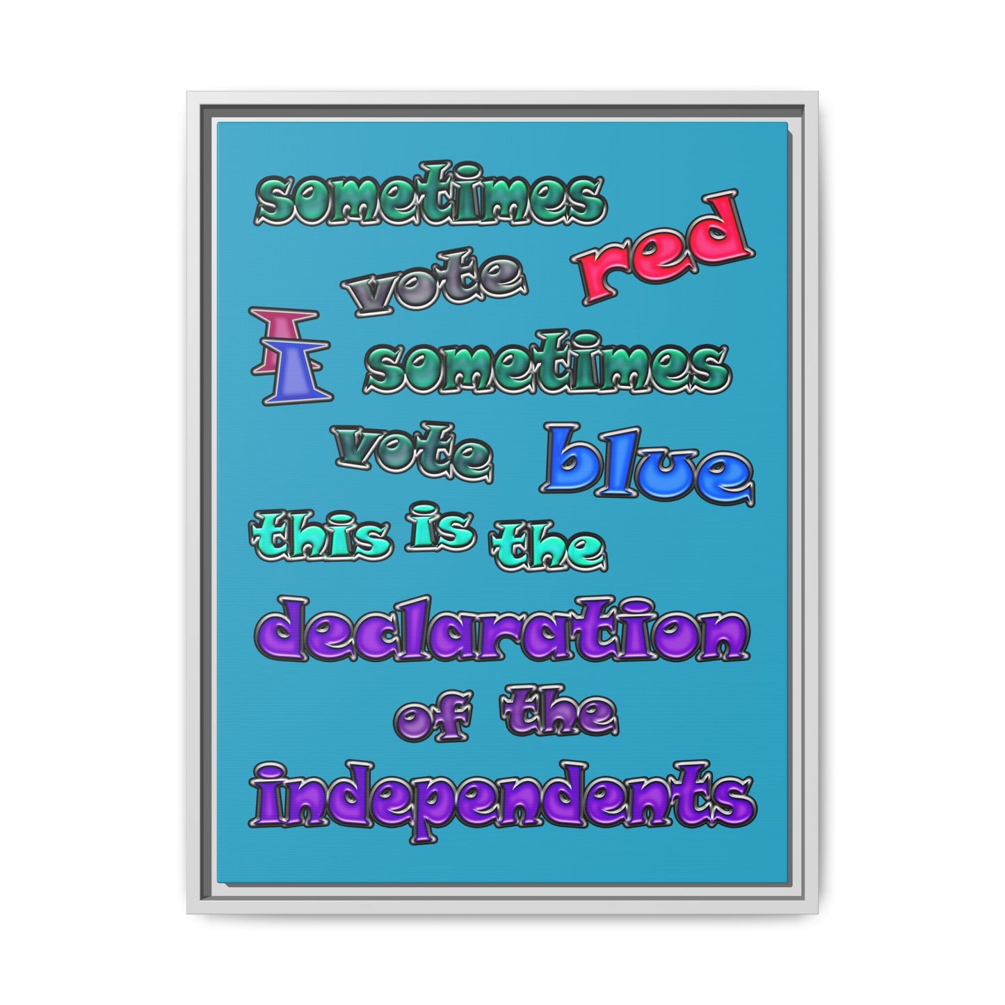 declaration of the independents - framed canvas art (turquoise)