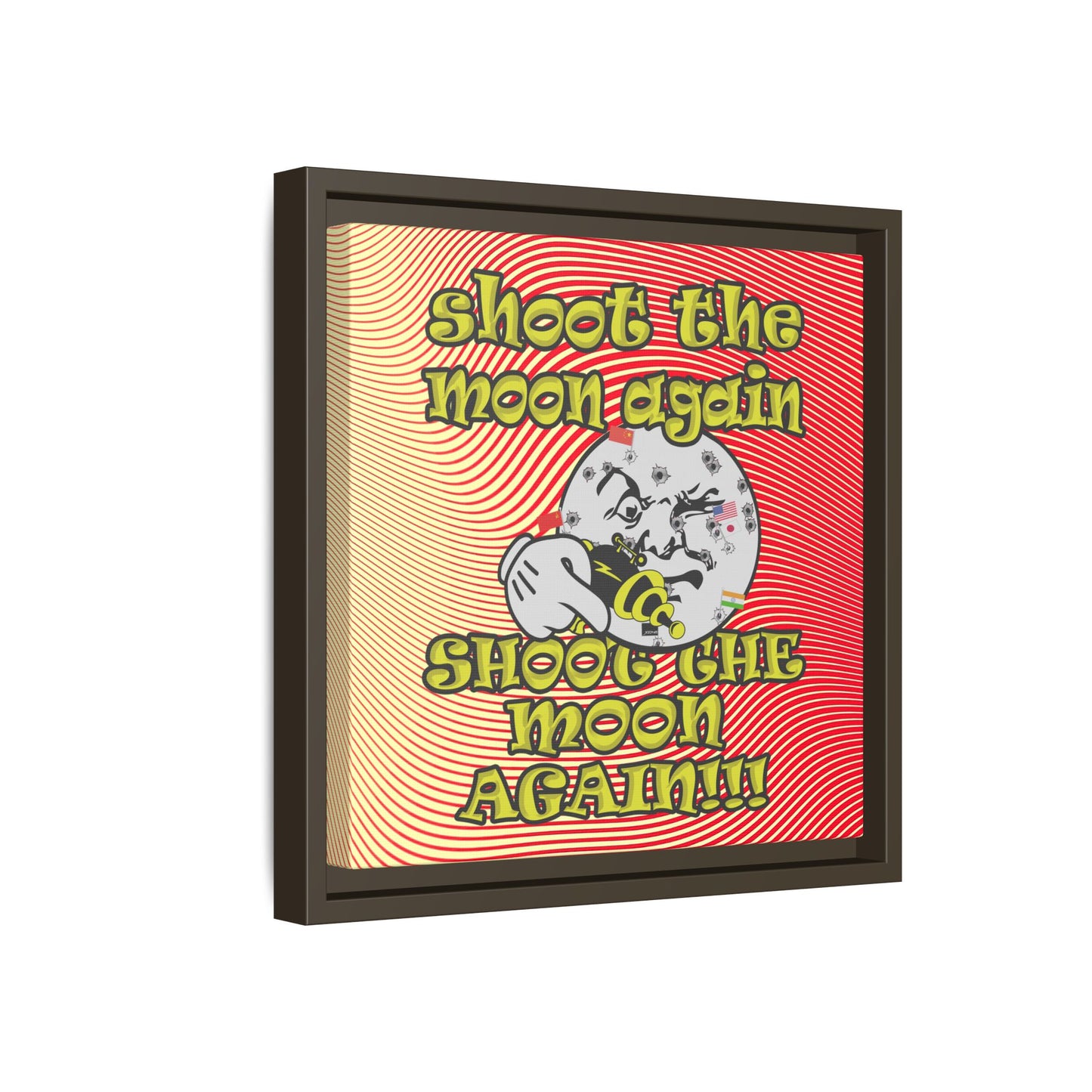 shoot the moon again - framed canvas art (yellow-orange wave)