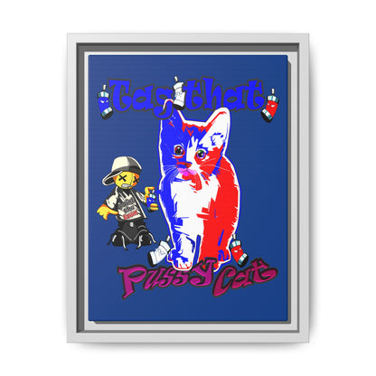 tag that - framed canvas art (dark blue)