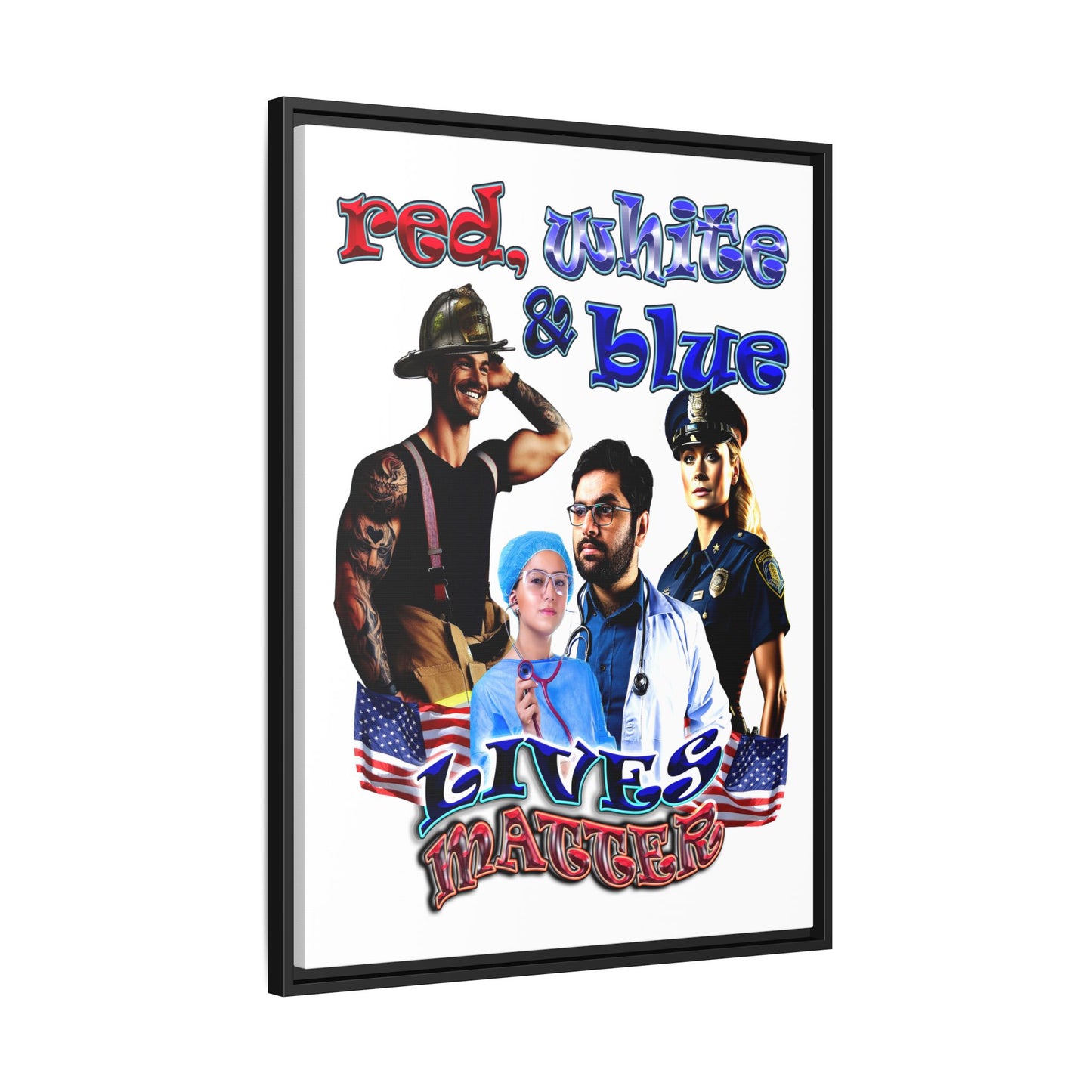 rw&b lives matter - framed canvas art (white)