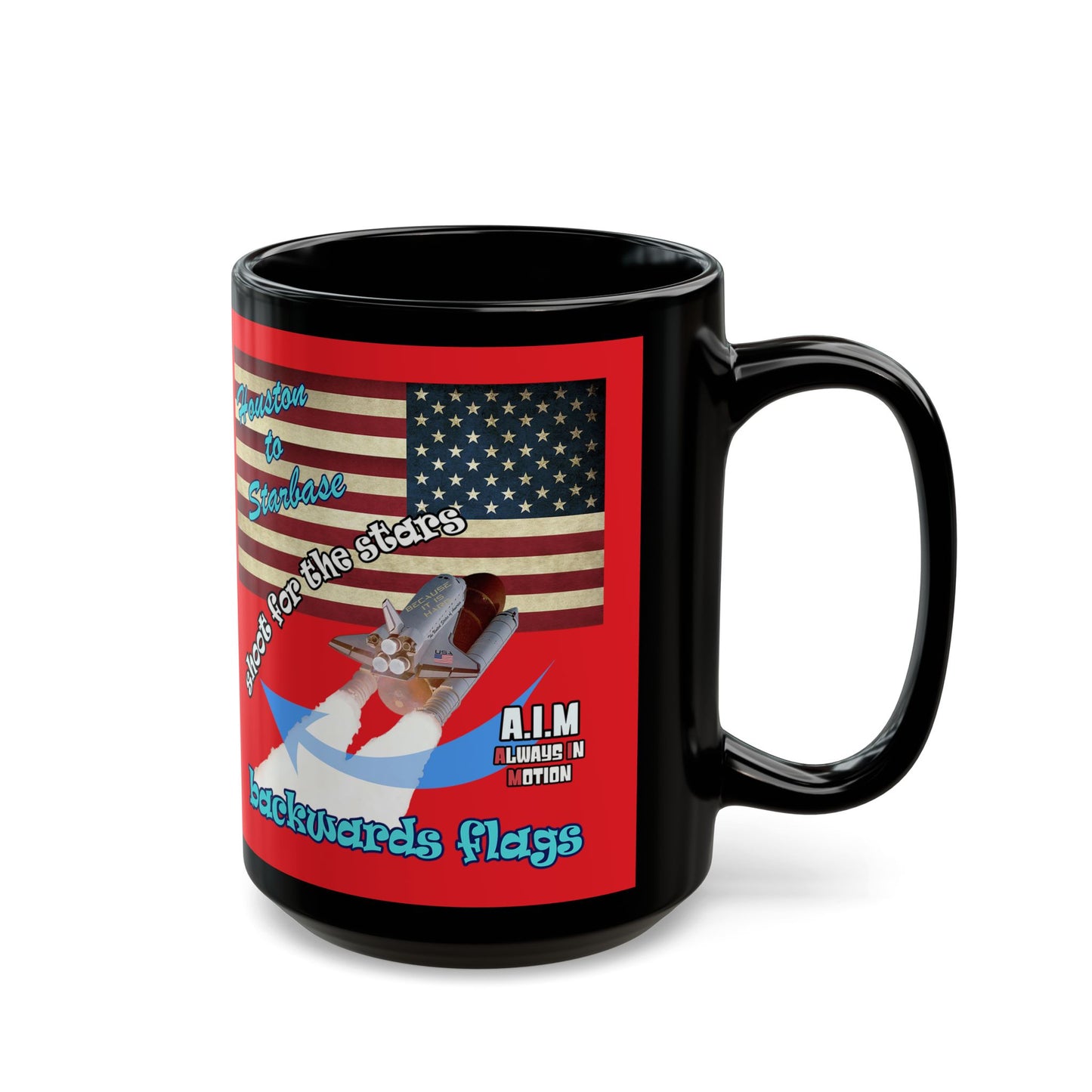 shoot for the stars - Black Mug (red)