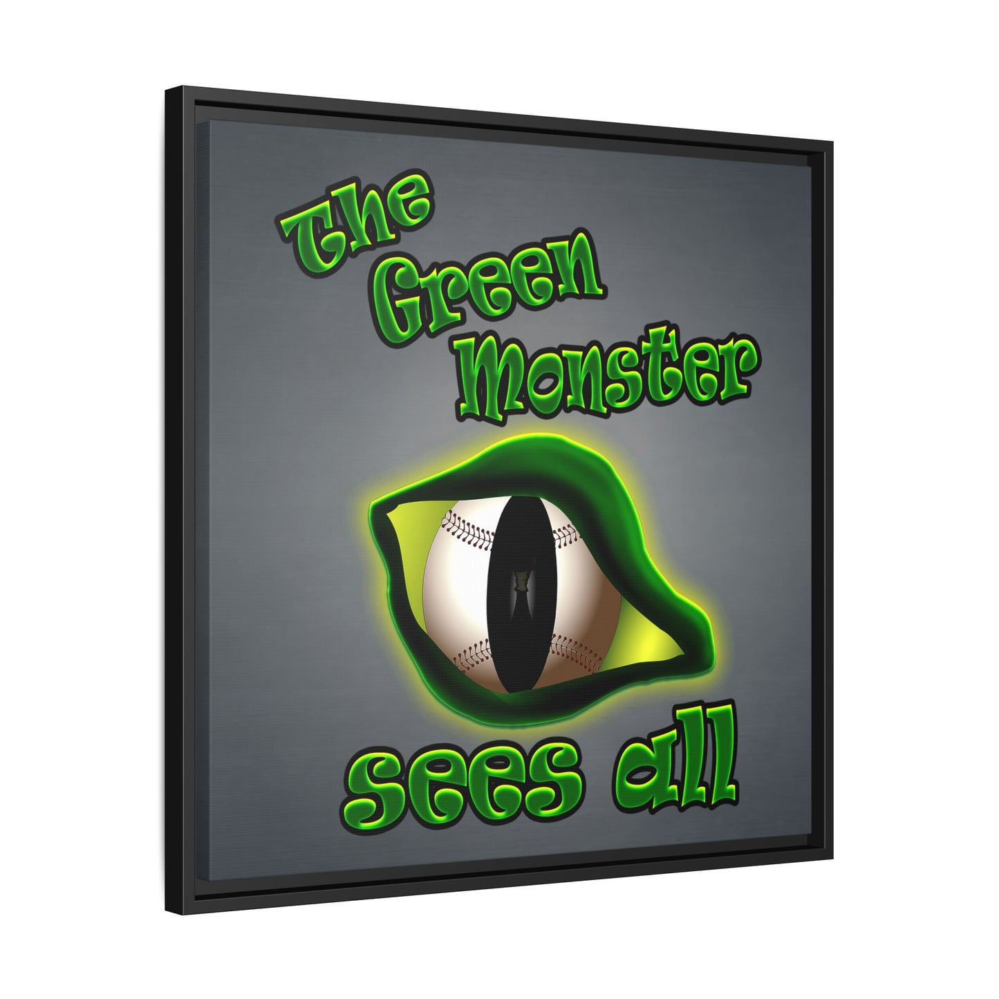 green monster - framed canvas art (grey-light grey)