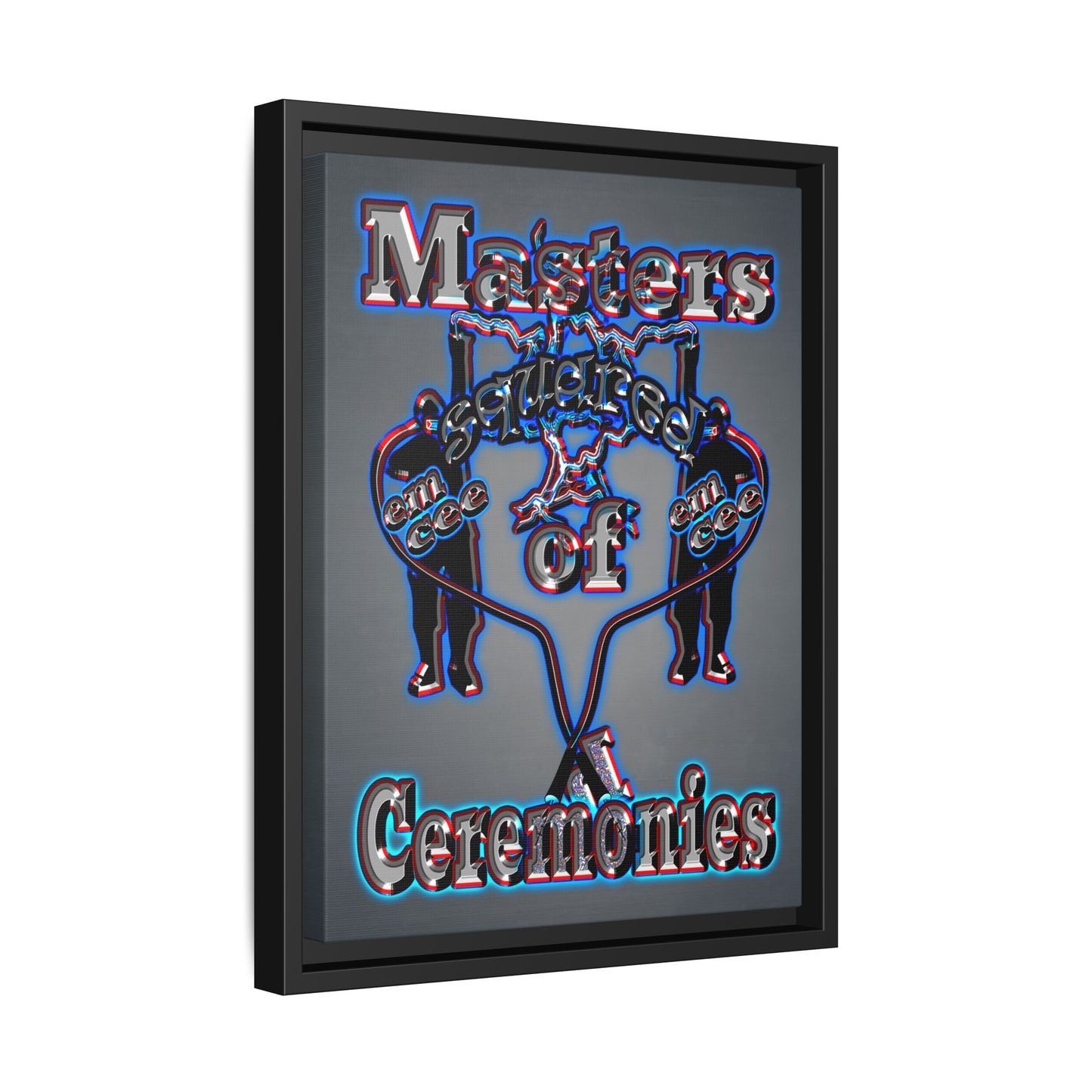 em cee squared - framed canvas art (grey-light grey)