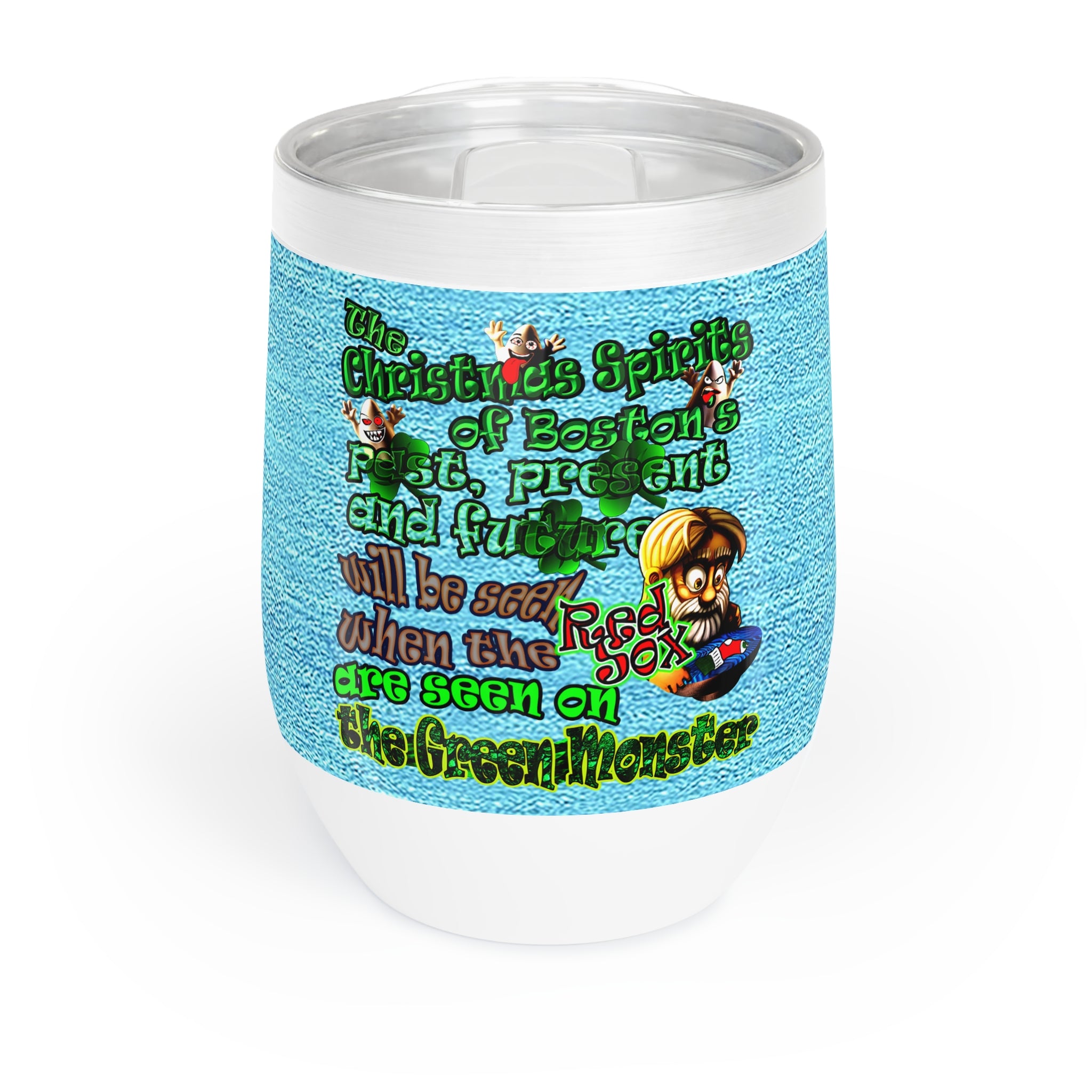 christmas spirits of boston - Chill Wine Tumbler (faded blue)