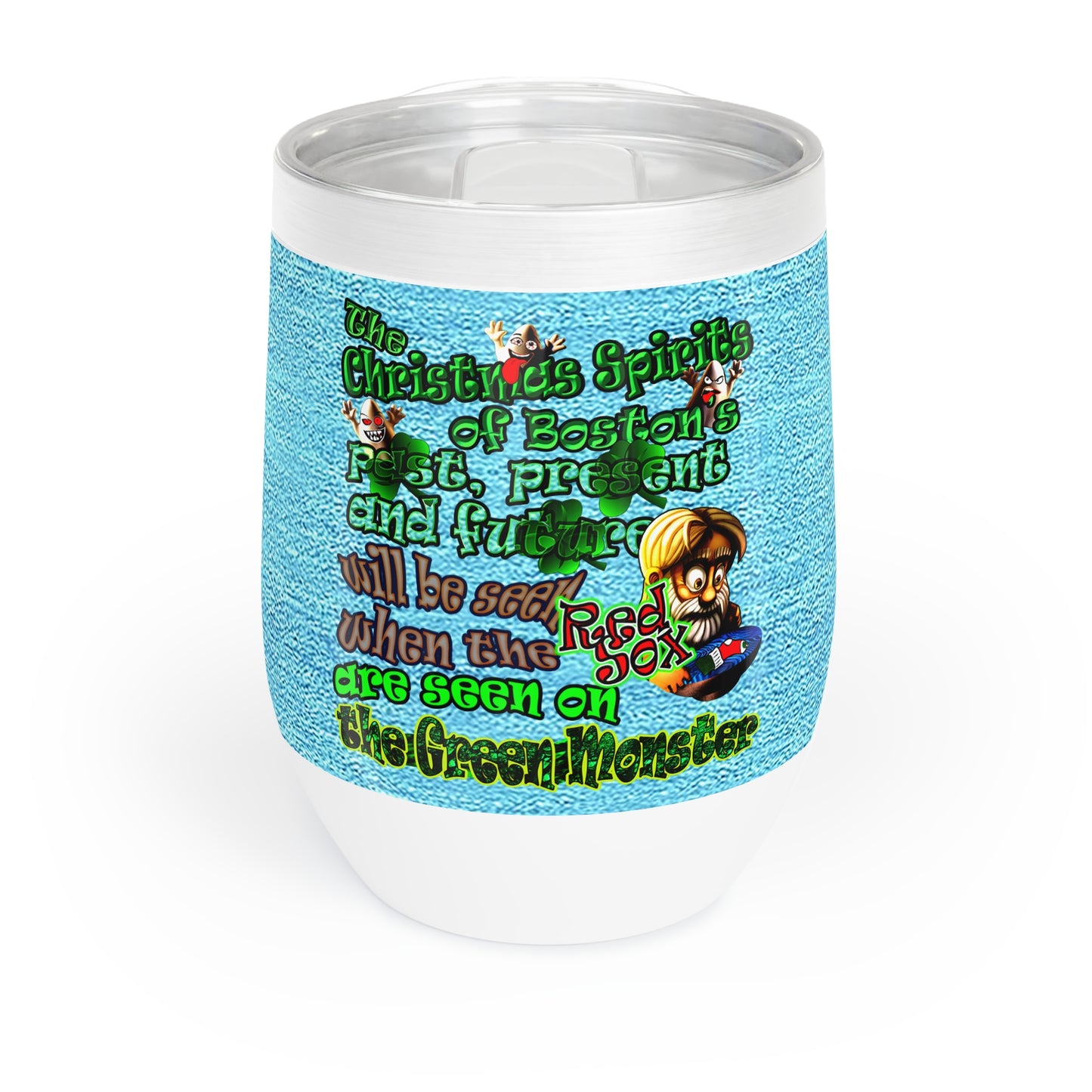 christmas spirits of boston - Chill Wine Tumbler (faded blue)