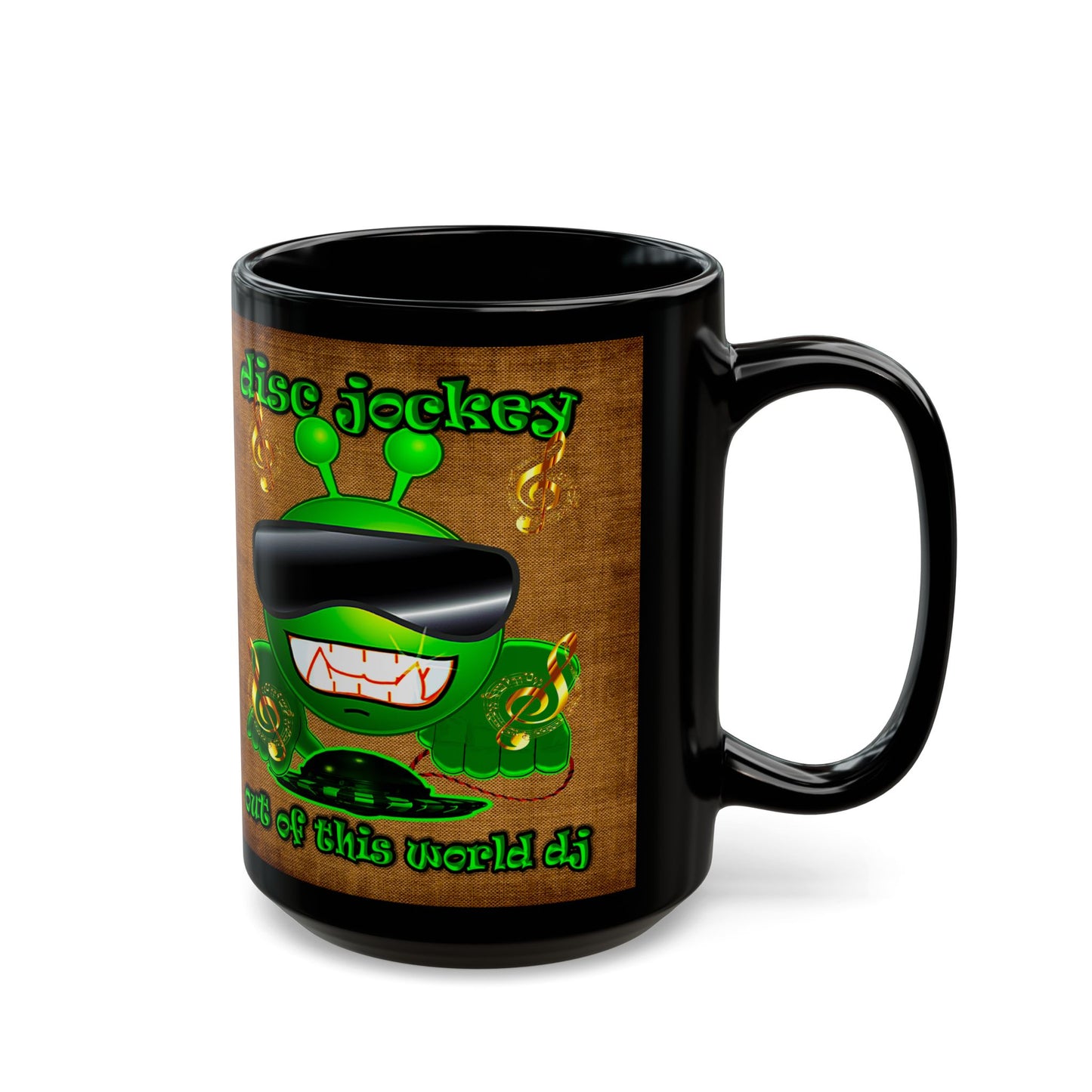 disc jockey - Black Mug (brown papyrus)