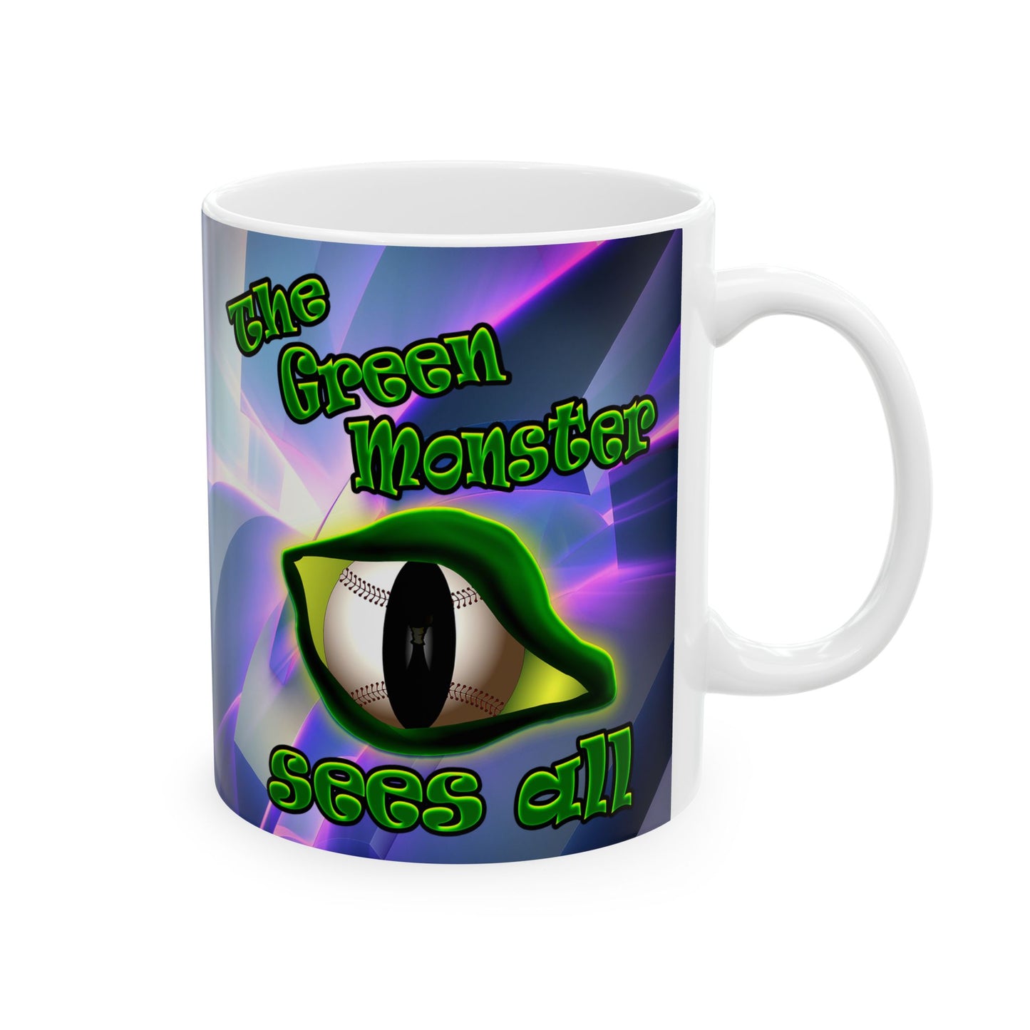 green monster - White Mug (grey-pink wave)