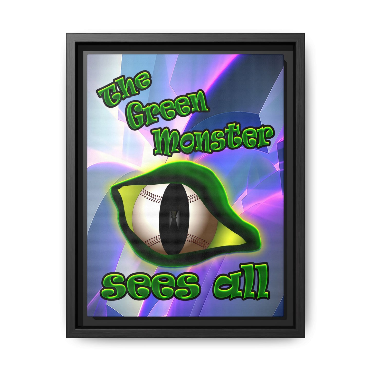 green monster - framed canvas art (grey-pink wave)