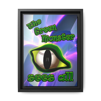 green monster - framed canvas art (grey-pink wave)