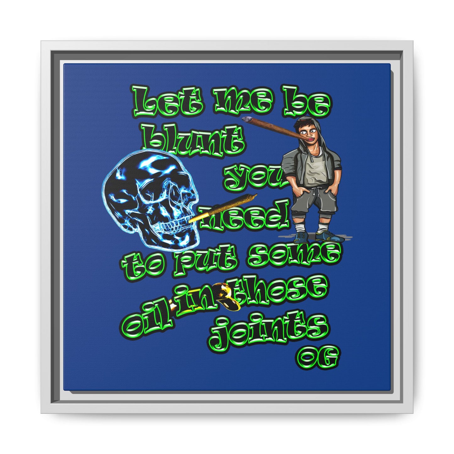 og - framed canvas art (dark blue)