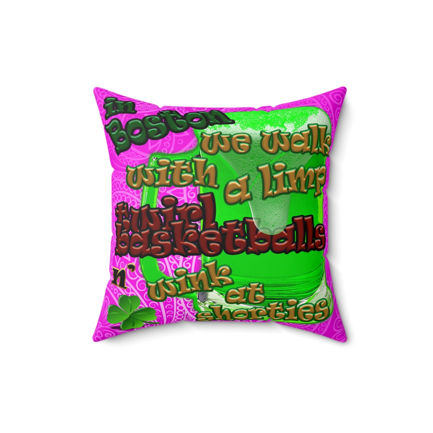 celtics logo - Faux Suede Square Pillow - (pink swirl)