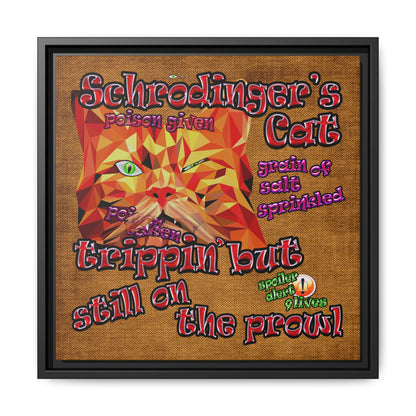 schrodinger's cat - framed canvas art (brown papyrus)