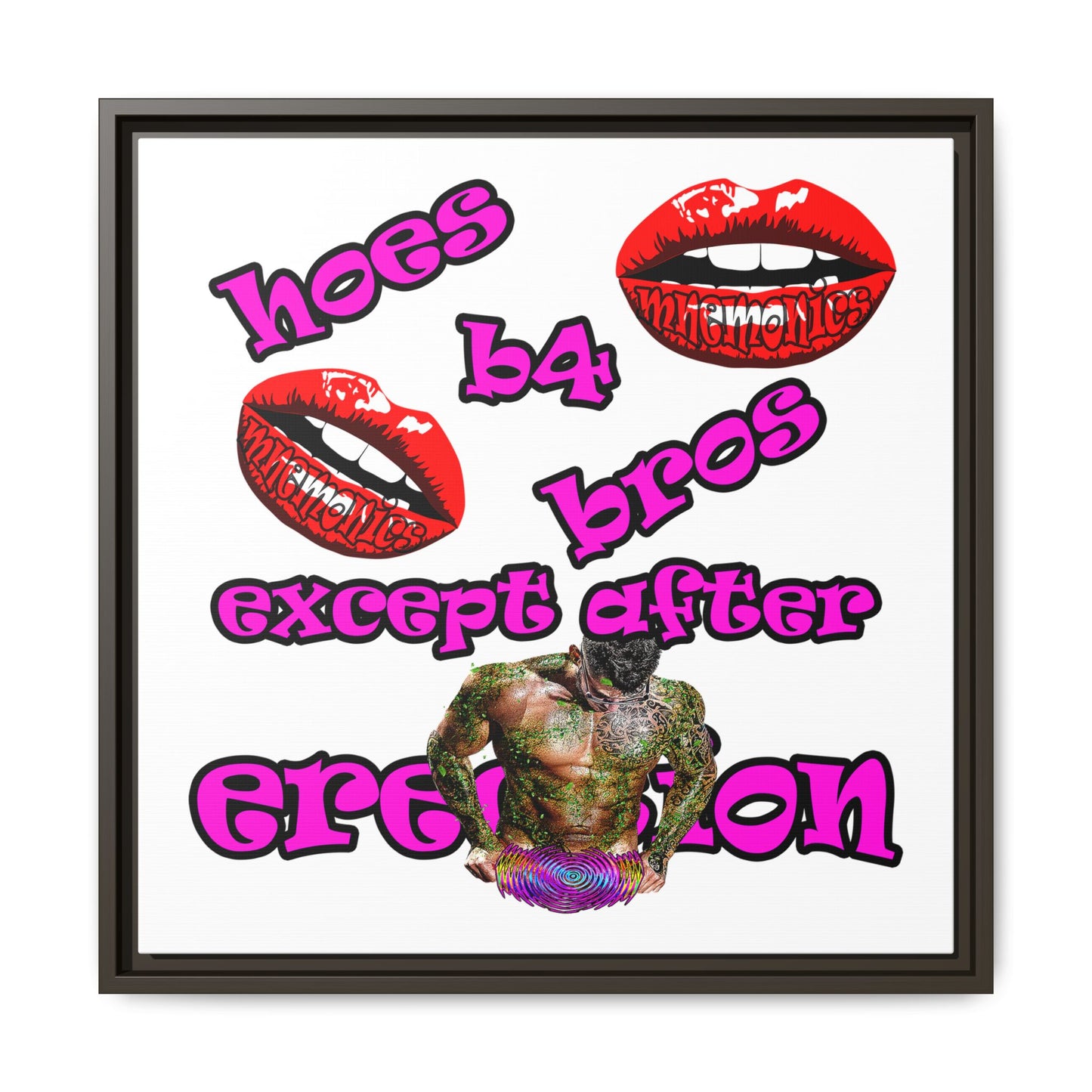 hoes b4 bros - framed canvas art (white)