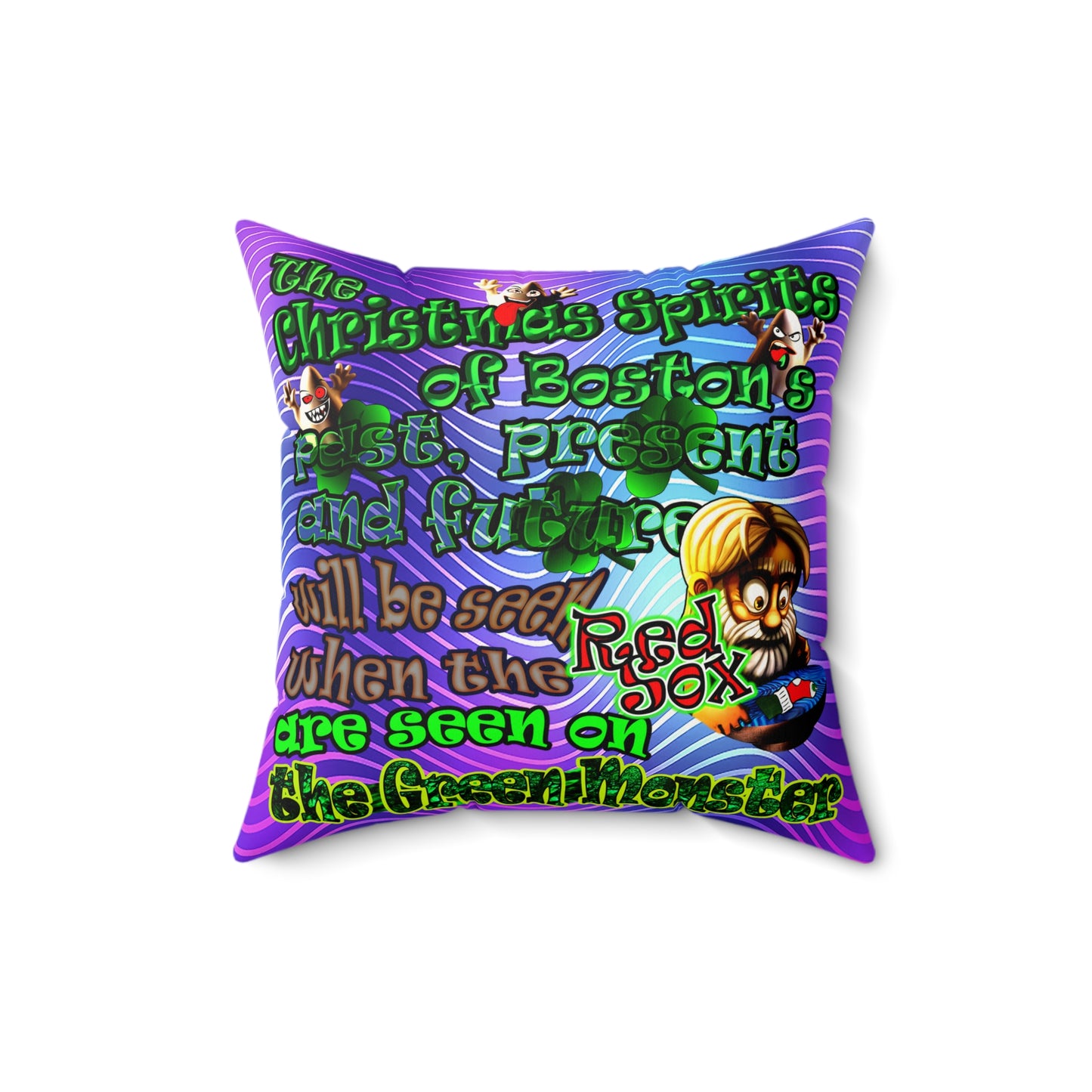 christmas spirits of boston - Faux Suede Square Pillow - (purple wave)