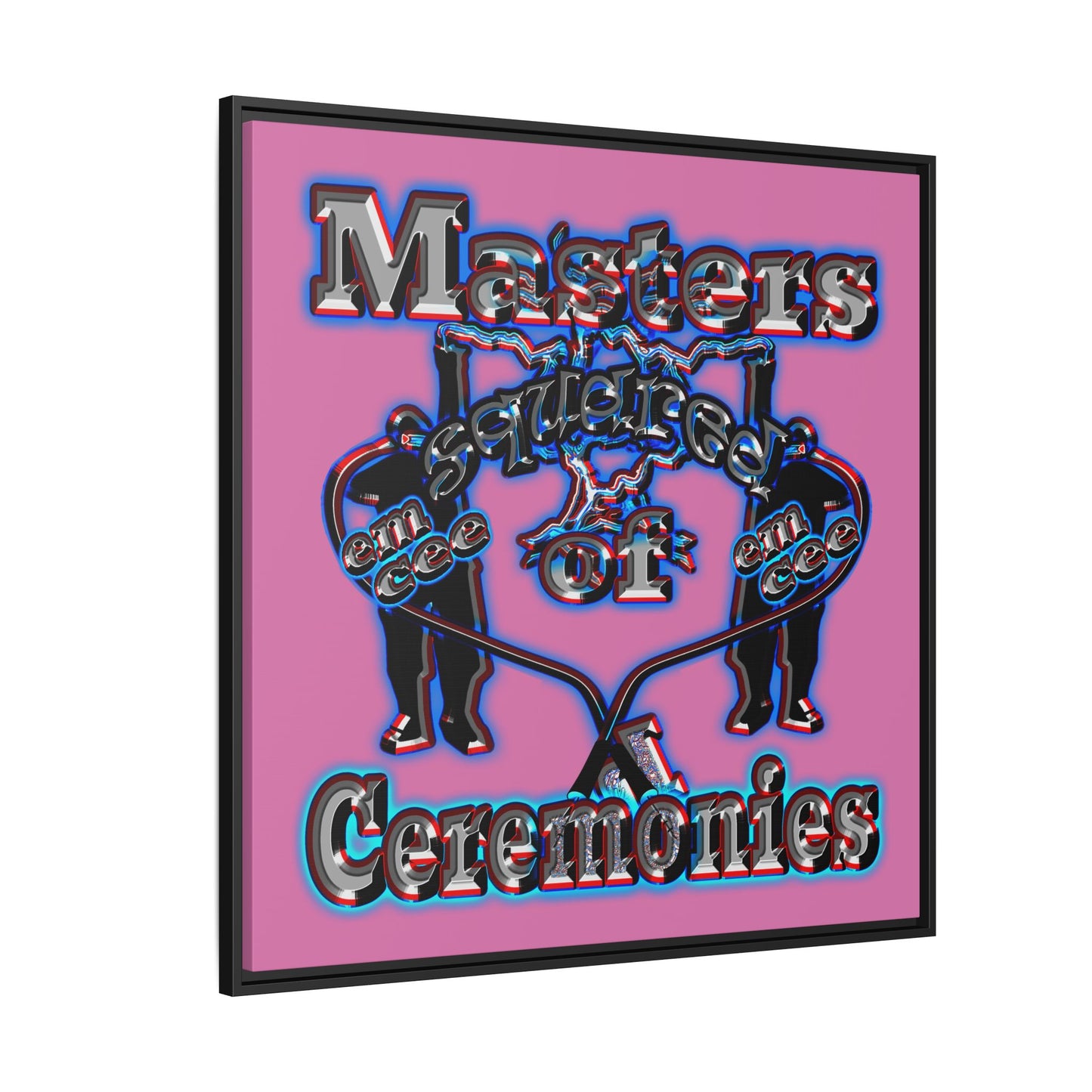 em cee squared - framed canvas art (light pink)