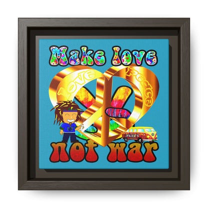love peace - framed canvas art (turquoise)