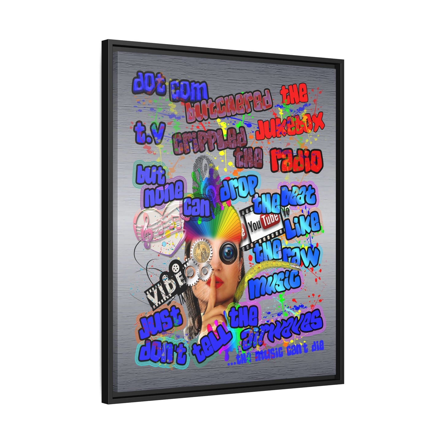 drop the beat - framed canvas art (brushed nickel)