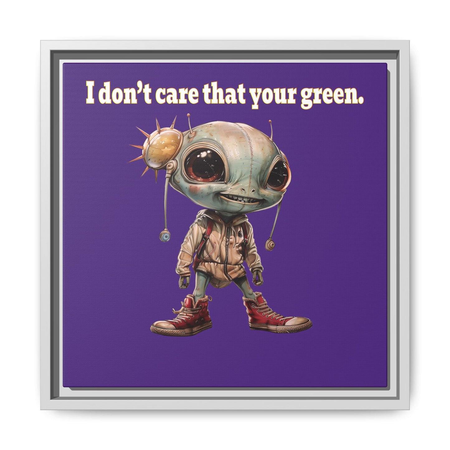 I don't care that your green - framed canvas art (purple)