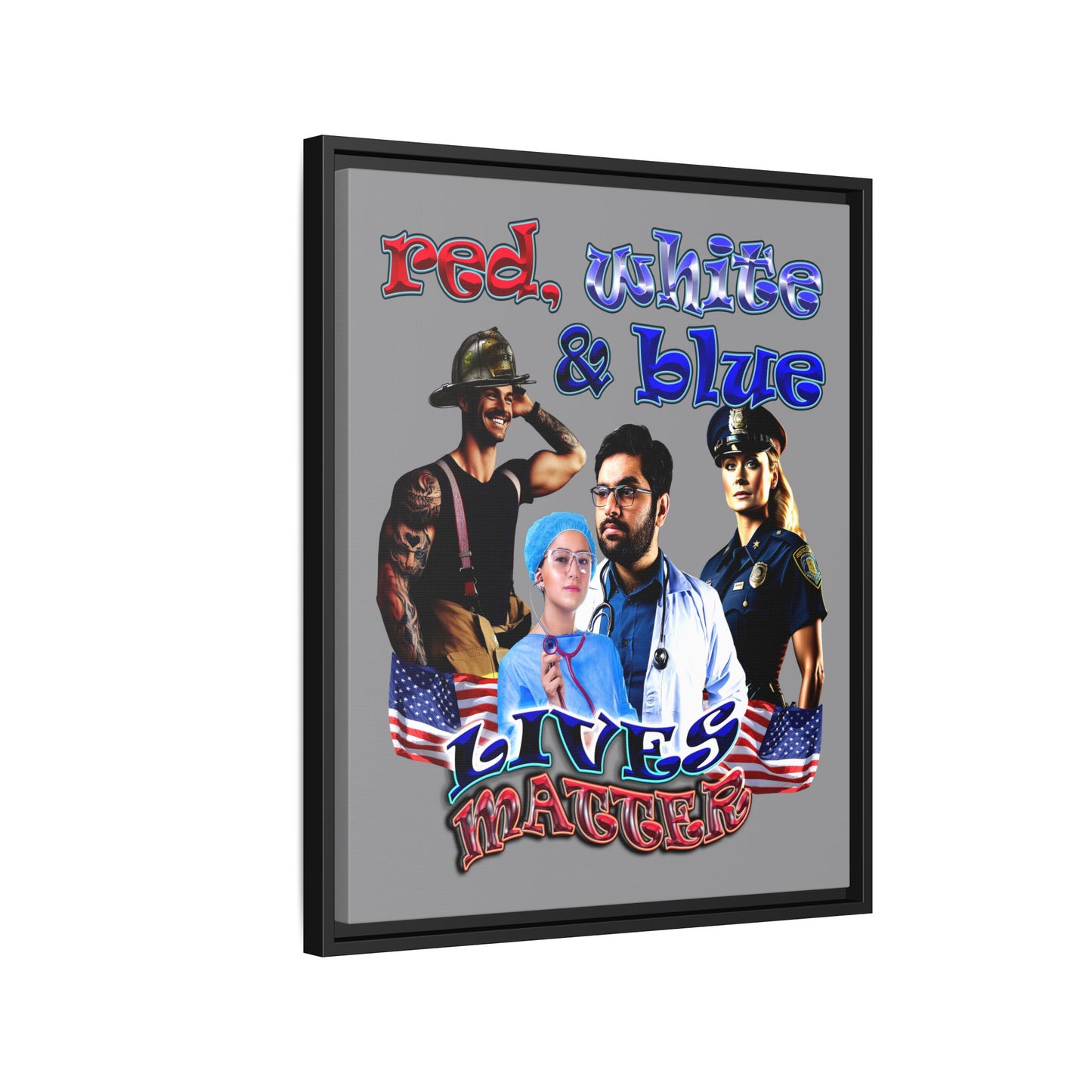 rw&b lives matter - framed canvas art (grey)
