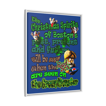 christmas spirits of boston - framed canvas art (dark blue)