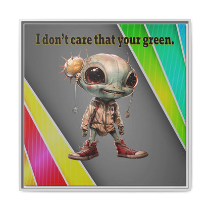 I don't care that your green - framed canvas art (rainbow split)