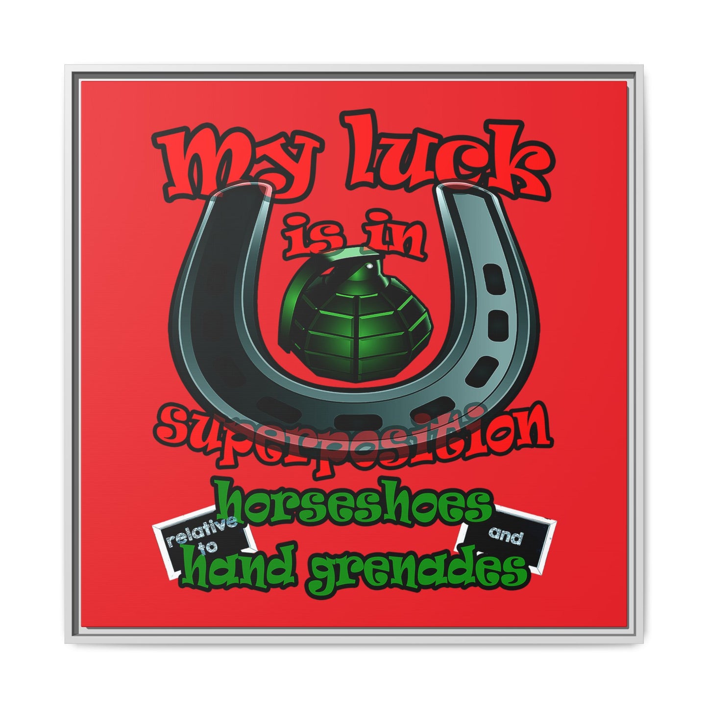 my luck - framed canvas art (red)