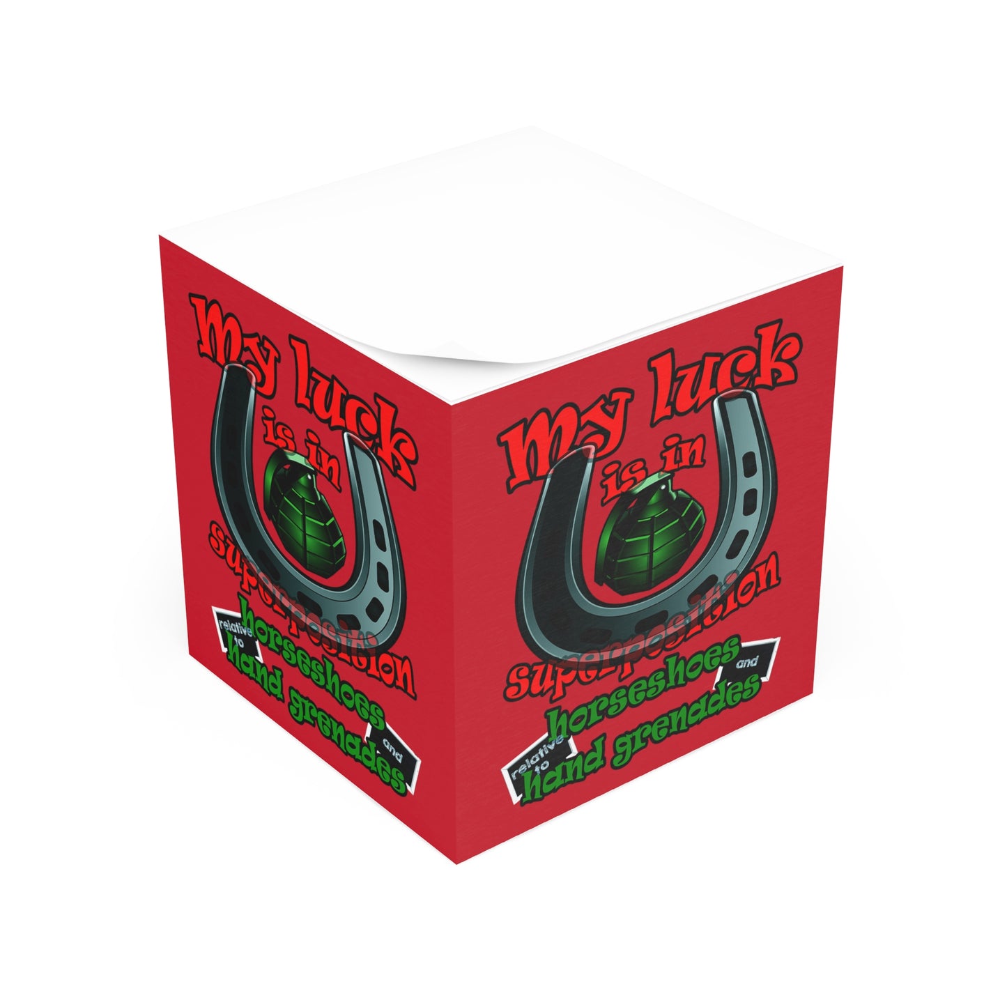 my luck - note cube (dark red)