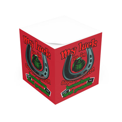 my luck - note cube (dark red)