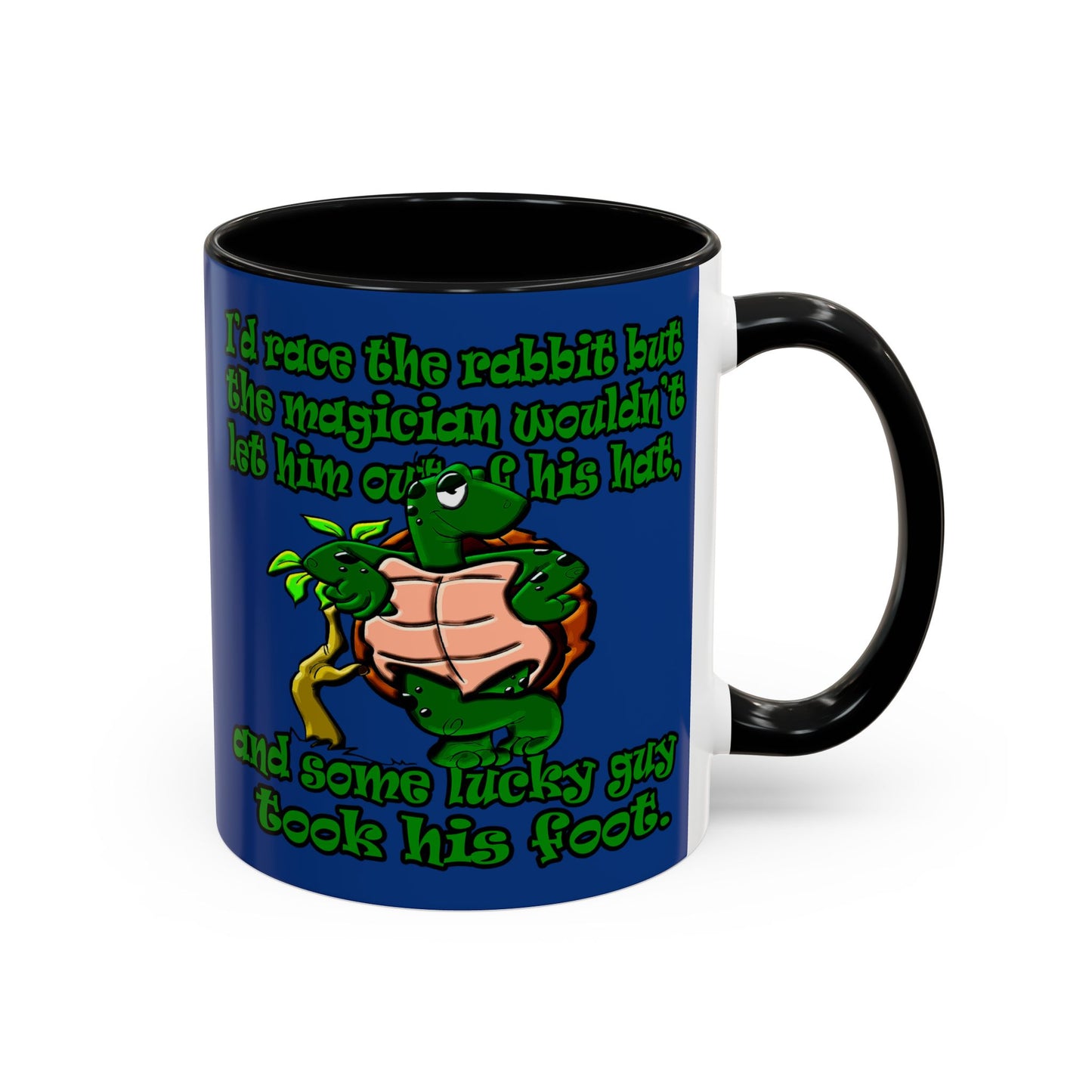 turtle race - Accent Mug (dark blue)