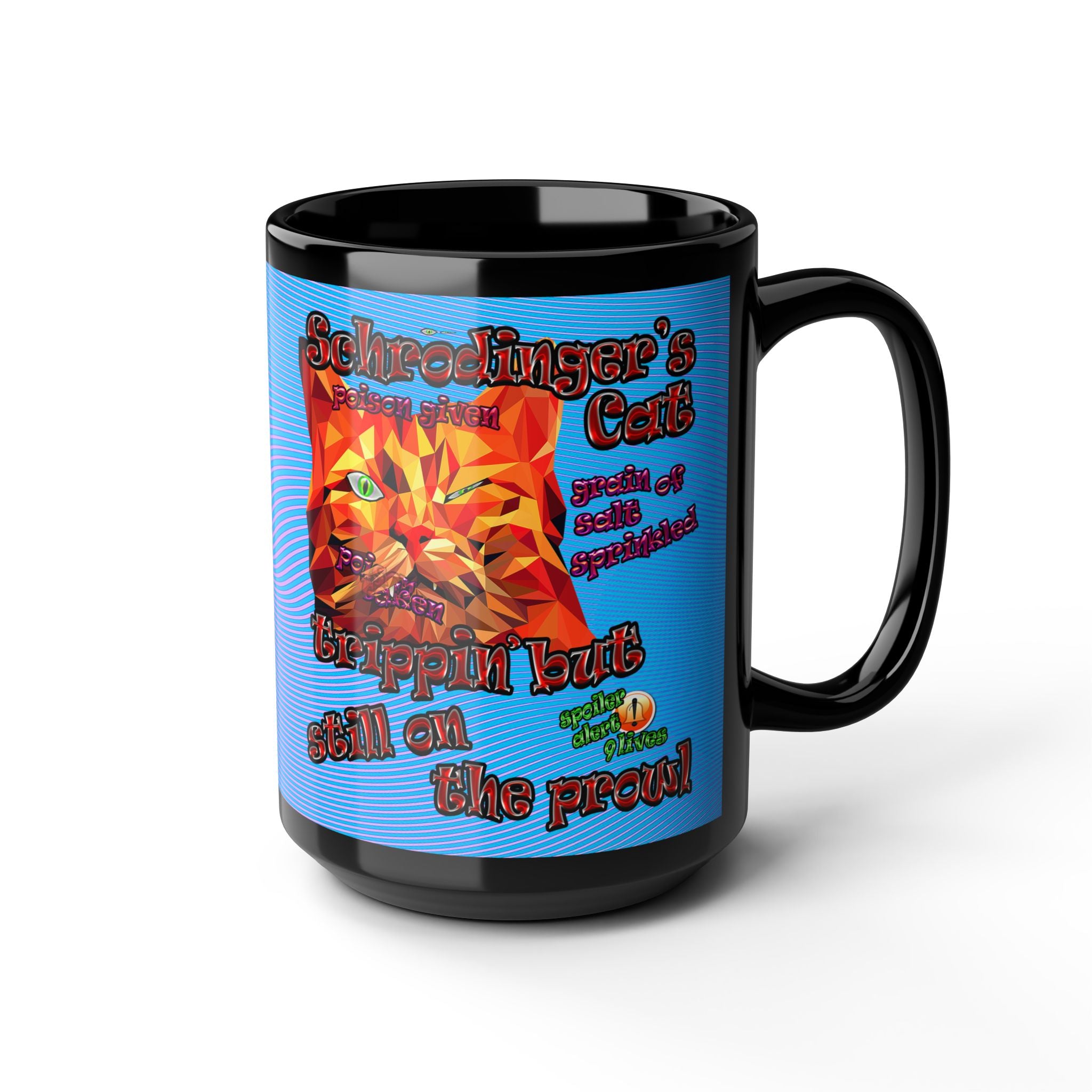schrodinger's cat - Black Mug (light blue-purple wave)
