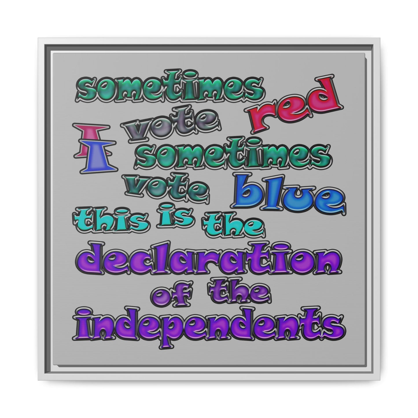 declaration of the independents - framed canvas art (light grey)