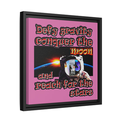 defy conquer reach - framed canvas art (light pink)