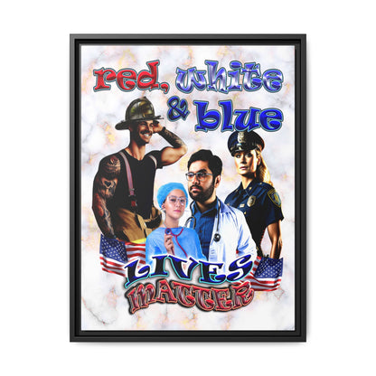 rw&b lives matter - framed canvas art (white marble)
