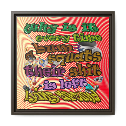 the bum's shit - framed canvas art (yellow-orange wave)