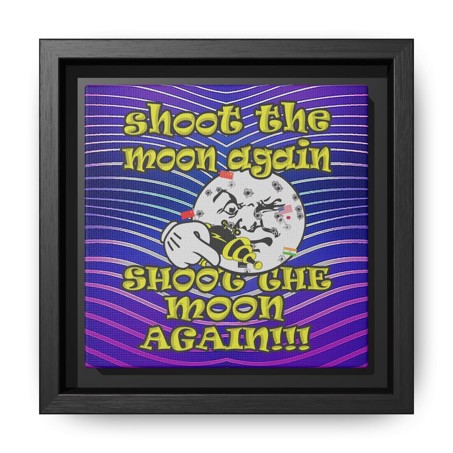 shoot the moon again - framed canvas art (purple wave)