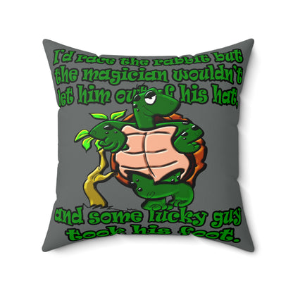 turtle race - Faux Suede Square Pillow - (dark grey)