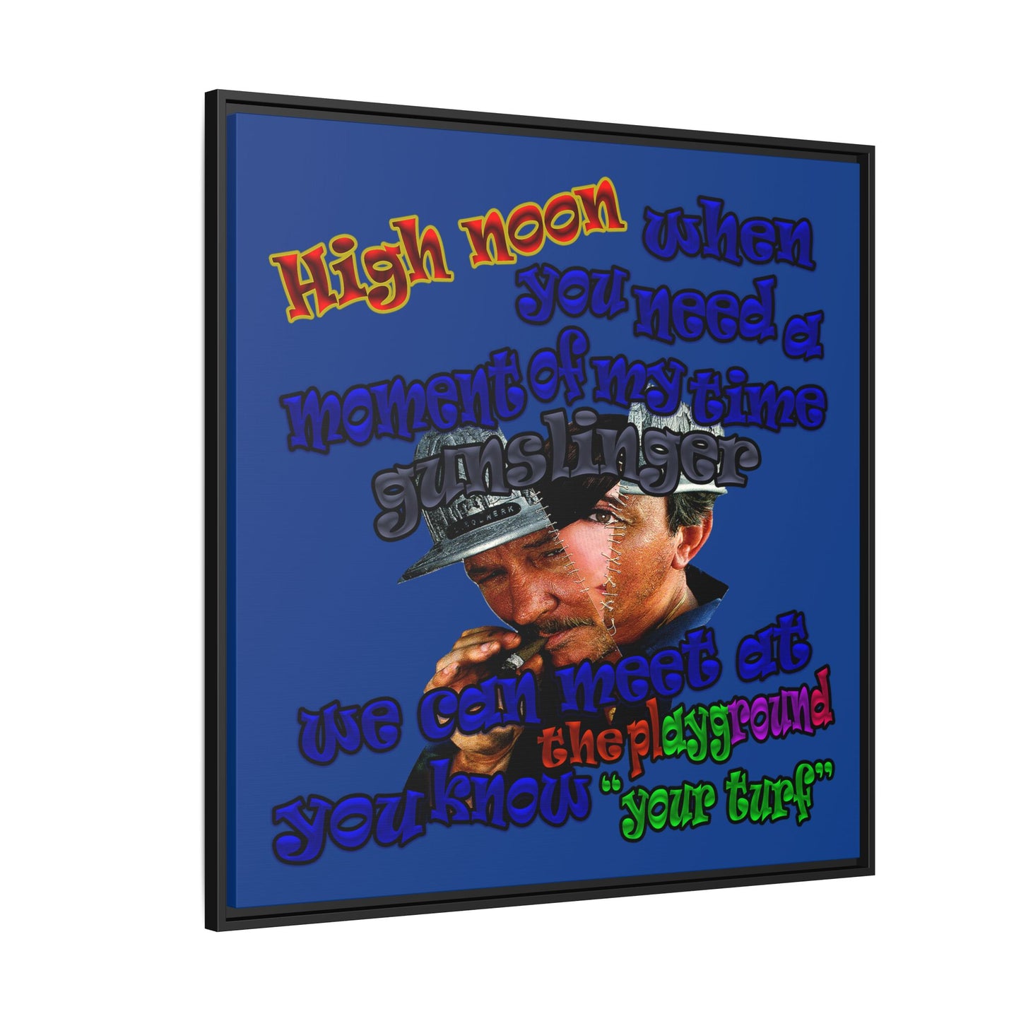 high noon - framed canvas art (dark blue)
